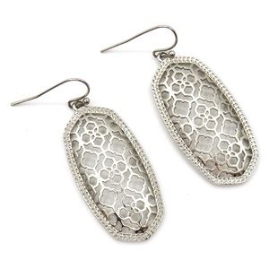 Kendra Scott Elle Filigree Silver Tone Earrings 1.5” x 0.75”